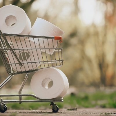shopping cart with toilet paper